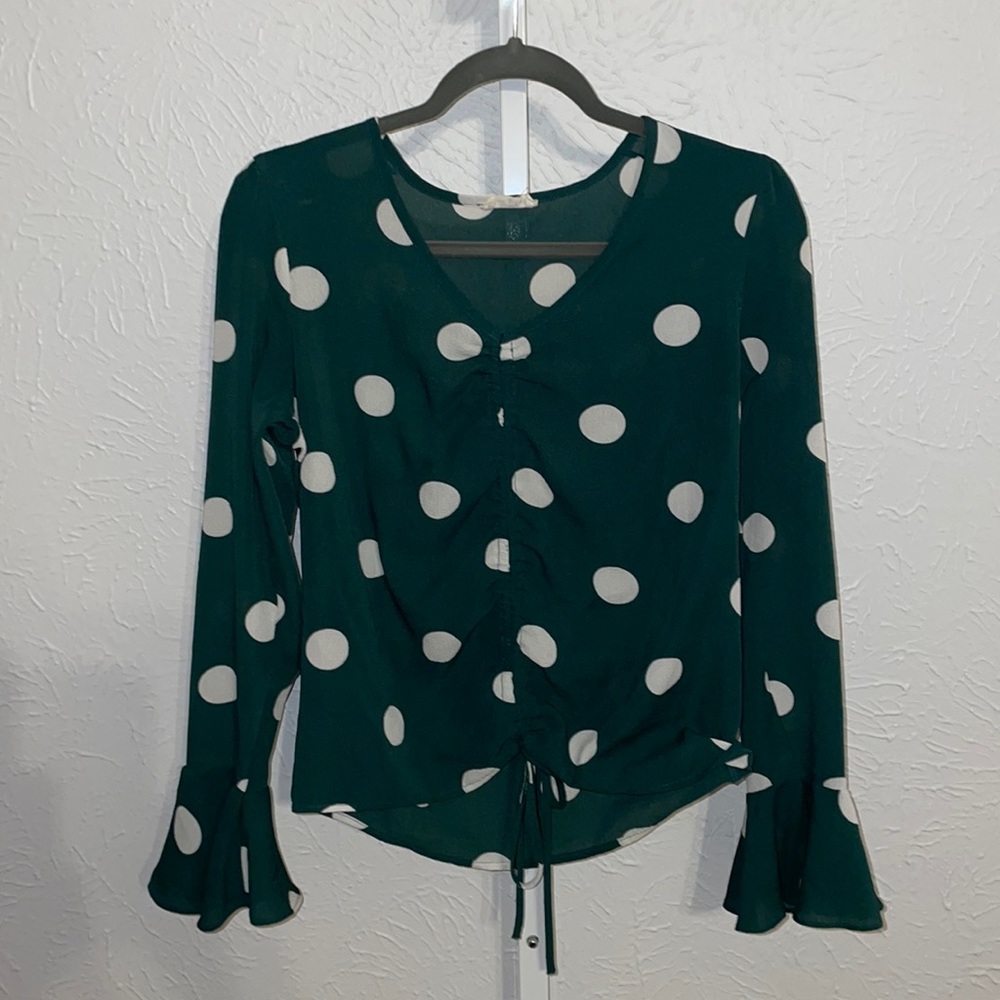 Aaron & Amber Green with White Polka Dots Small